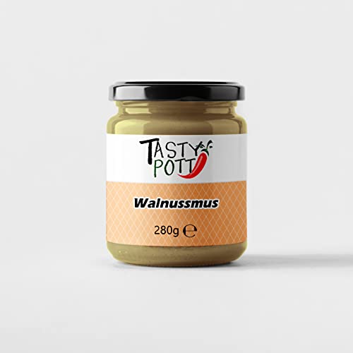 Tasty Pott Walnussmus I Mus I Walnuss I Vegane Ernährung I Brotaufstrich I Nussmus I Walnutbutter I Nusssnack I Zum Backen I Müslibowl I Walnuss Aufstrich I Im Glas 280g von TASTY POTT