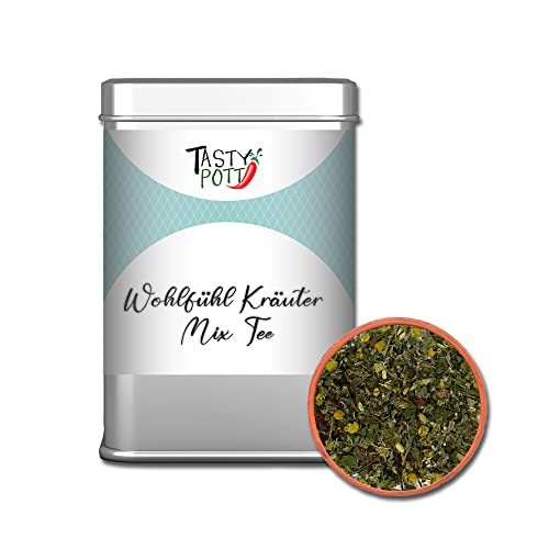 Tasty Pott Wohlfühl Kräuter Mix Tee I Teeblüten I Lavendel I Rosenblüten I Melissenblätter I Aromatisch I Duftend I In der Dose (Wohlfühl Kräuter Mix 30g) von TASTY POTT