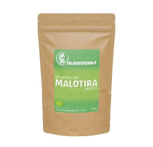 Tausendkraut PREMIUM BIO Bergtee - 100g - Geschnitten - Beste Qualität - Sideritis syriaca, Malotira Eisenkraut - BIO-Zertifiziert - Deutsches Unternehmen - Aus Kreta von TAUSENDKRAUT FÜR MEHR LEBENSQUALITÄT!