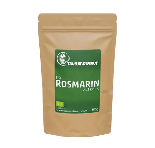 Kretischer BIO Rosmarin (100g) I getrocknet und fein geschnitten I Ideal zur Zubereitung von Tee, mediterranen Speisen & Co. I Premium Tausendkraut Qualität von TAUSENDKRAUT FÜR MEHR LEBENSQUALITÄT!
