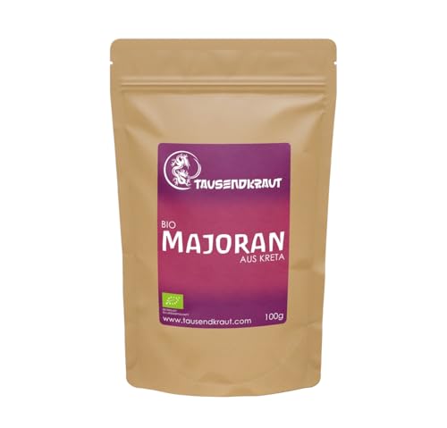 Kretischer Berg BIO Majoran aus den Levka Ori Bergen auf Kreta - Wilder Majoran, Majoran gerebelt, Majoran getrocknet, Majoran Gewürz, Majoran kaufen, Majoran Tee, Premium Qualität handgeerntet 100g von TAUSENDKRAUT FÜR MEHR LEBENSQUALITÄT!