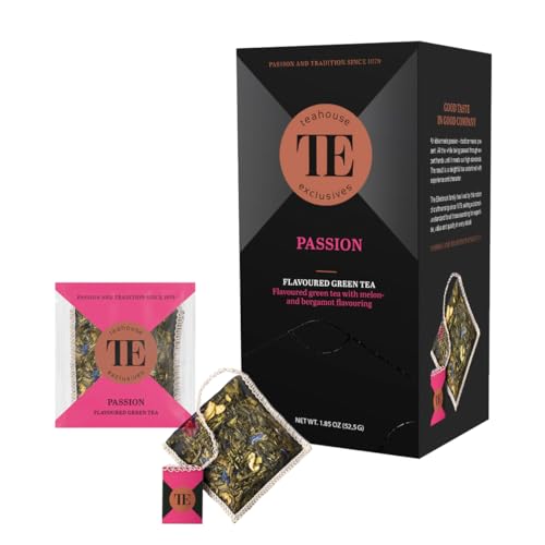 Teahouse Exclusives Luxury Tea Bag Passion, 15 Beutel - Natürlich aromatisierte Grüntee-Komposition mit Blütenblättern und dem Geschmack der Tropen Teahouse Exclusives Luxury Tea Bag Passion, 15 Beutel - Natürlich aromatisierte Grüntee-Komposition mit Blütenblättern und dem Geschmack der Tropen von TE - Teahouse Exclusives