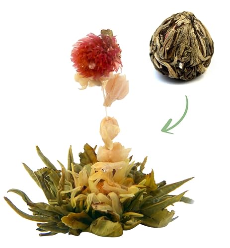 TEA CAA Teeblumen 'THREE FLOWER' 1 Stück tee | Grüne Teeblätter - Ringelblumenblüten - europäische Kriechblumen | Ideal für Teeliebhaber | Green Tea | Flower Tea | 6g von TEA CAA