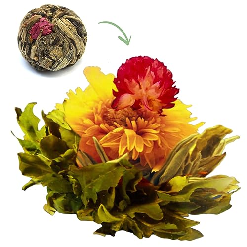 Tee Blumen CENTURY LOVER 'TEA CAA' 1 Stück | Grüne Teeblätter, Ringelblumenblüten, Amaranthblüten | Ausgewählte TEE | Green Tea Flowers von TEA CAA