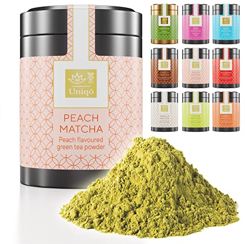 Tea Uniqo Pfirsich Matcha Latte Pulver – Peach flavoured Matcha Puder in edler Dose von TEA Uniqō