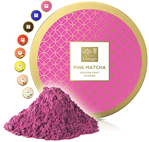 Tea Uniqo - Pink Matcha Tee Pulver - Ideal für Eis, Latte, Shakes, zum Backen oder Kochen – Drachenfrucht Pulver Pitaya, 100% natürlich, ohne Zusatzstoffen in wiederverschließbarer Dose von TEA Uniqō