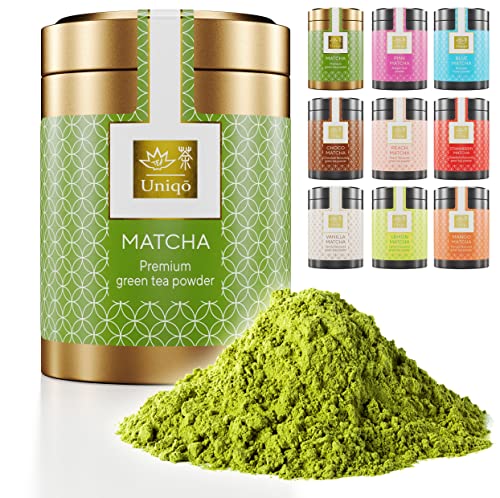 Tea Uniqo Matcha Pulver Premium Qualität – Ideal zum Trinken, extrafein – Auch geeignet für Matcha Latte, Eis oder Bubble Tea - Japanischer Matcha Tee aus Grüntee, 100% natürlich in edler Dose von TEA Uniqō