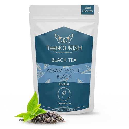 TeaNOURISH Assam Exotic Black Tea | Ungemischter loser Tee | Robust & Vollmundig | frisch angebaut direkt aus Herkunft | Heiß oder als Eistee aufbrühen – 100 g TeaNOURISH Assam Exotic Black Tea | Ungemischter loser Tee | Robust & Vollmundig | frisch angebaut direkt aus Herkunft | Heiß oder als Eistee aufbrühen – 100 g von TEANOURISH