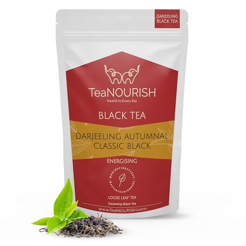 TeaNOURISH Darjeeling Autumnal Classic Black Tea | Autumn Flush Loseblatt | Kräftiger, robuster Geschmack und Aroma | Frisch bezogen direkt vom Ursprung | Heißen oder Eistee aufbrühen – 100 g von TEANOURISH