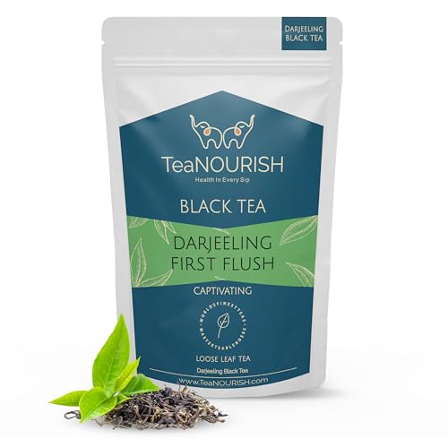 TeaNOURISH Darjeeling First Flush Schwarztee | Single Estate erfrischend und aromatisch | Loseblatt-Tee | Frisch und direkt vom Ursprungsort – 50 g von TEANOURISH