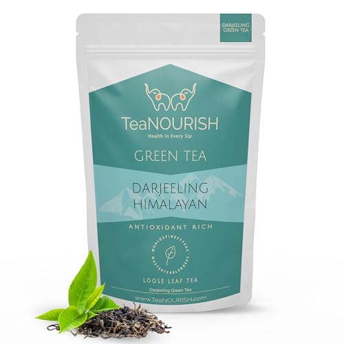TeaNOURISH Darjeeling Himalayan Green Tea | Loose Leaf Tea | Relaxing & Stress Relief Tea | Immune Support | Brew Hot or as an Iced Tea - 100g von TEANOURISH