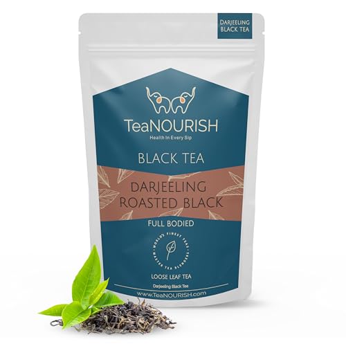 TeaNOURISH Darjeeling Roasted Black Tea | Darjeeling Loose Leaf Tea | Full Bodied & Robust | Freshly Sourced From Single Estate | Brew as Hot or Iced Tea - 100g von TEANOURISH