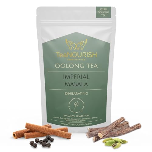 TeaNOURISH Imperial Masala Oolong Tee | Assam-Loseblatt | Blumiges Aroma und Geschmack | Mischung aus Kardamom, Zimt, Nelke, Lakritze | 100% NATÜRLICHE ZUTATEN – 50 g von TEANOURISH