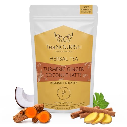 TeaNOURISH Kurkuma-Ingwer-Kokos-Latte | Indische Superfoods mit Kokosmilchpulver | Fördert die Verdauung, lindert Stress und unterstützt die Immunität | 100% NATÜRLICH – 100 g von TEANOURISH