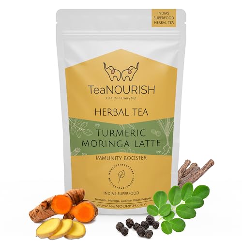 TeaNOURISH Turmeric Moringa Latte | Blend of Indian Superfoods Turmeric, Moringa, Licorice & Black Pepper | Supports Immunity | 100% NATURAL INGREDIENTS - 3.53oz/100g TeaNOURISH Turmeric Moringa Latte | Blend of Indian Superfoods Turmeric, Moringa, Licorice & Black Pepper | Supports Immunity | 100% NATURAL INGREDIENTS - 3.53oz/100g von TEANOURISH