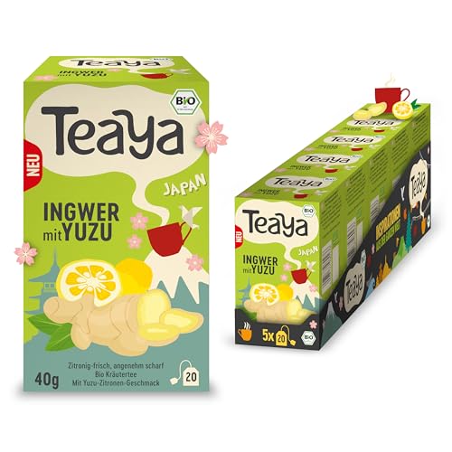 Teaya – Japan - Bio Ingwer Yuzu Kräutertee - Intensiver, fruchtig-scharfer Teegenuss - vegan & glutenfrei - natürlich & harmonisch, ideal für Auszeiten (5 x 20 Filterbeutel) von TEAYA