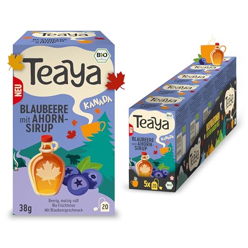 Teaya – Kanada - Bio Blaubeere mit Ahornsirup – Fruchtig-süßer Genuss - Vegan & Glutenfrei - Natürlicher Früchtetee mit kanadischem Ahornsirup (5 x 20 Filterbeutel) von TEAYA
