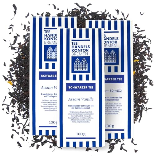 Assam Vanille Tee lose Schwarz | Hochwertiger Assam Vanille | Loser Tee | Schwarzer Tee in Spitzenqualität | Aus den besten Teegärten | TEE HANDELSKONTOR BREMEN (3 Packungen, 300, gramm) Assam Vanille Tee lose Schwarz | Hochwertiger Assam Vanille | Loser Tee | Schwarzer Tee in Spitzenqualität | Aus den besten Teegärten | TEE HANDELSKONTOR BREMEN (3 Packungen, 300, gramm) von TEE HANDELSKONTOR BREMEN