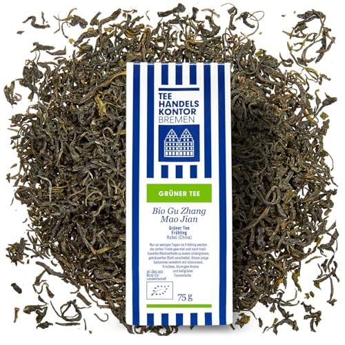 Hochwertiger Bio Grüner Tee mit silbergrünen Teeblättern und intensivem, blumigen Aroma | China Tee lose in Spitzenqualität | Bio Gu Zhang Mao Jian | TEE HANDELSKONTOR BREMEN (1 Packung, 75, gramm) Hochwertiger Bio Grüner Tee mit silbergrünen Teeblättern und intensivem, blumigen Aroma | China Tee lose in Spitzenqualität | Bio Gu Zhang Mao Jian | TEE HANDELSKONTOR BREMEN (1 Packung, 75, gramm) von TEE HANDELSKONTOR BREMEN