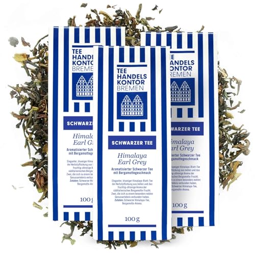 Earl Grey Zitrone lose | Blumiger Himalaya-Blatt-Tee | Himalaya Earl Grey | Schwarzer, loser Tee mit Zitrusgeschmack | Aus den besten Teegärten | TEE HANDELSKONTOR BREMEN (3 Packungen, 300, gramm) von TEE HANDELSKONTOR BREMEN