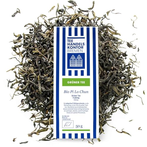 Hochwertiger Grüner Tee Pi Lo Chun | Grüner Tee aus den besten Teegärten aus China 50 g lose | Loser Tee in Spitzenqualität | TEE HANDELSKONTOR BREMEN von TEE HANDELSKONTOR BREMEN