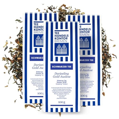 Hochwertiger, Indischer, schwarzer Darjeeling Tee lose in Spitzenqualität | Schwarztee aus den besten Teegärten Indiens | Gold Auslese | Loser Tee | TEE HANDELSKONTOR BREMEN (3 Packungen, 300, gramm) Hochwertiger, Indischer, schwarzer Darjeeling Tee lose in Spitzenqualität | Schwarztee aus den besten Teegärten Indiens | Gold Auslese | Loser Tee | TEE HANDELSKONTOR BREMEN (3 Packungen, 300, gramm) von TEE HANDELSKONTOR BREMEN