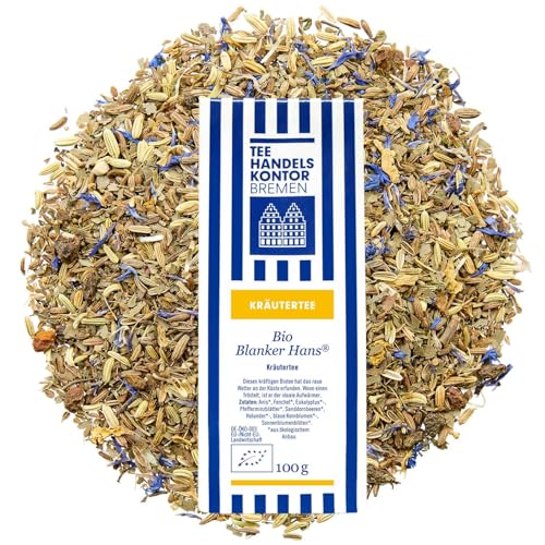 Hochwertiger Bio Kräutertee Mischung aus - Eukalyptustee - Anistee - Fencheltee lose | Bio Blanker Hans | Loser Tee | Tee in Spitzenqualität | TEE HANDELSKONTOR BREMEN (1 Packung, 100, gramm) von TEE HANDELSKONTOR BREMEN