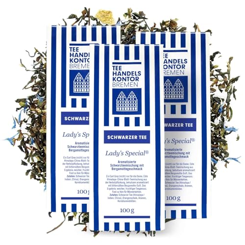 Hochwertiger Earl Grey Tee lose | Lady's Special | Schwarzteemischung mit Bergamottegeschmack | aus traditioneller Herstellung und besten Teegärten | TEE HANDELSKONTOR BREMEN (3 Packungen, 300, gramm) von TEE HANDELSKONTOR BREMEN