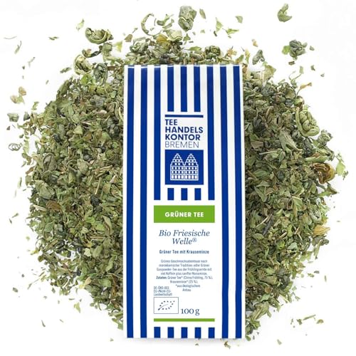 Hochwertiger Grüner Tee mit Krausminze | Bio Friesischer Morgen | Grüner Nana Minztee aus ökologischen Anbau und in Spitzenqualität | Loser Tee | TEE HANDELSKONTOR BREMEN (1 Packung, 100, gramm) Hochwertiger Grüner Tee mit Krausminze | Bio Friesischer Morgen | Grüner Nana Minztee aus ökologischen Anbau und in Spitzenqualität | Loser Tee | TEE HANDELSKONTOR BREMEN (1 Packung, 100, gramm) von TEE HANDELSKONTOR BREMEN