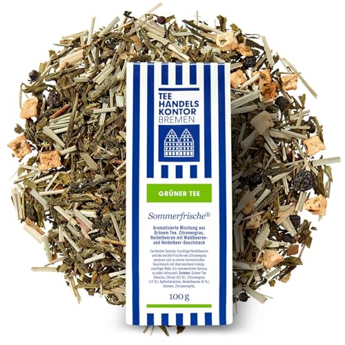 Hochwertiger Grüner Tee mit Zitronengras, Heidelbeeren und Waldbeeren | Sommerfrische | Grüner Tee lose | Der ideale Sommertee | TEE HANDELSKONTOR BREMEN (1 Packung, 100, gramm) Hochwertiger Grüner Tee mit Zitronengras, Heidelbeeren und Waldbeeren | Sommerfrische | Grüner Tee lose | Der ideale Sommertee | TEE HANDELSKONTOR BREMEN (1 Packung, 100, gramm) von TEE HANDELSKONTOR BREMEN