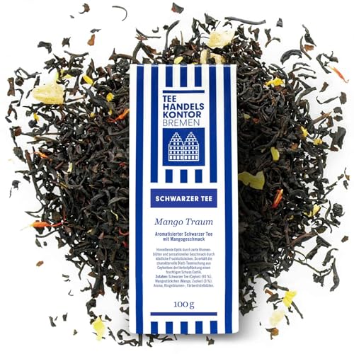 Mango Tee lose | Hochwertiger, schwarzer Tee aromatisiert 100 g | Mango Traum | Loser Tee mit Aromen von Blumen | Aus den besten Teegärten | TEE HANDELSKONTOR BREMEN von TEE HANDELSKONTOR BREMEN