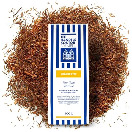 Hochwertiger Rooibos Vanille Tee | Edler Loser Rotbuschtee | 100 g Rooibos Tee | heimische Herstellung | TEE HANDELSKONTOR BREMEN von TEE HANDELSKONTOR BREMEN