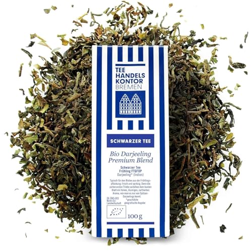 Bio Darjeeling Premium Blend lose | Schwarztee aus den besten Teegärten | Hochwertiger Schwarzer Tee | Edler Darjeeling Tee schwarz | TEE HANDELSKONTOR BREMEN (1 Packung, 100, gramm) von TEE HANDELSKONTOR BREMEN