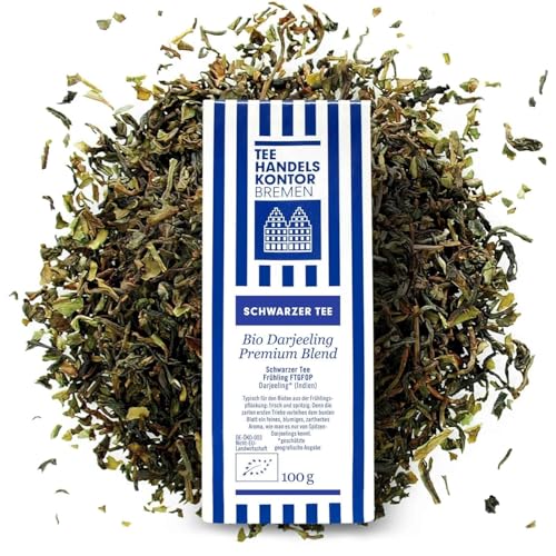 Bio Darjeeling Premium Blend lose | Schwarztee aus den besten Teegärten | Hochwertiger Schwarzer Tee 100 g lose | Edler Darjeeling Tee schwarz | TEE HANDELSKONTOR BREMEN von TEE HANDELSKONTOR BREMEN