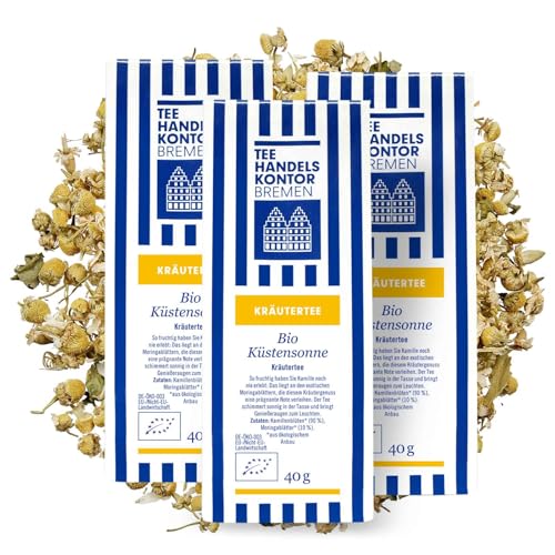 Hochwertiger loser Bio Kräutertee mit Kamillenblüten und Moringablätter aus ökologischem Anbau | Bio Küstensonne | Tee in Spitzenqualität | TEE HANDELSKONTOR BREMEN (3 Packungen, 120, gramm) von TEE HANDELSKONTOR BREMEN