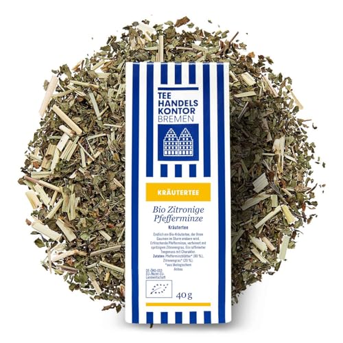 Hochwertiger loser Bio Kräutertee mit erfrischender Pfefferminze und spritzigem Zitronengras | Bio Zitronige Pfefferminze | Tee lose Zitrone | TEE HANDELSKONTOR BREMEN (1 Packung, 40, gramm) Hochwertiger loser Bio Kräutertee mit erfrischender Pfefferminze und spritzigem Zitronengras | Bio Zitronige Pfefferminze | Tee lose Zitrone | TEE HANDELSKONTOR BREMEN (1 Packung, 40, gramm) von TEE HANDELSKONTOR BREMEN