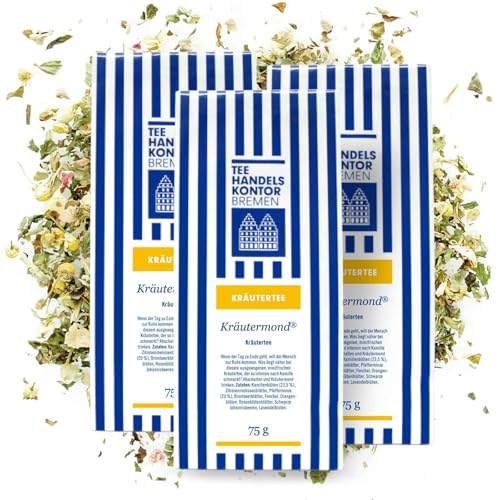 Hochwertiger loser Kräutertee Kamille mit Zitronenmelissenblättern und Pfefferminze | Kräutermond | Kamillentee in Spitzenqualität | Tee lose | TEE HANDELSKONTOR BREMEN (3 Packungen, 225, gramm) von TEE HANDELSKONTOR BREMEN