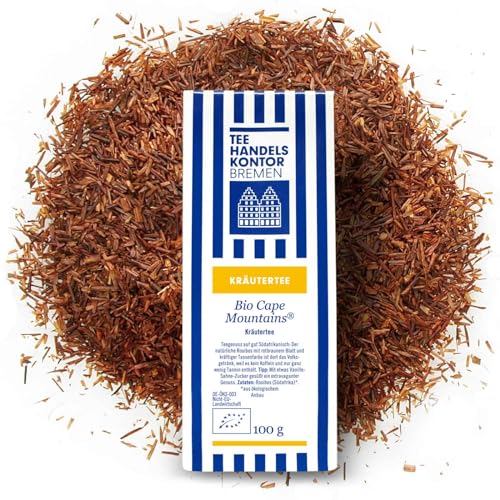 Hochwertiger loser Rooibos Kräutertee Bio Cape Mountains | In Spitzenqualität und aus traditioneller Herstellung | 100 g Rotbuschtee lose | TEE HANDELSKONTOR BREMEN von TEE HANDELSKONTOR BREMEN