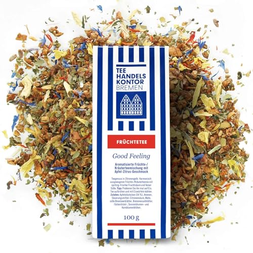 Loser Aromatisierter Früchte-/Kräuter-Tee mit Apfel-Zitrus-Geschmack und Mate | Good Feeling | In Spitzenqualität und aus heimischer Herstellung | TEE HANDELSKONTOR BREMEN (1 Packung, 100, gramm) von TEE HANDELSKONTOR BREMEN