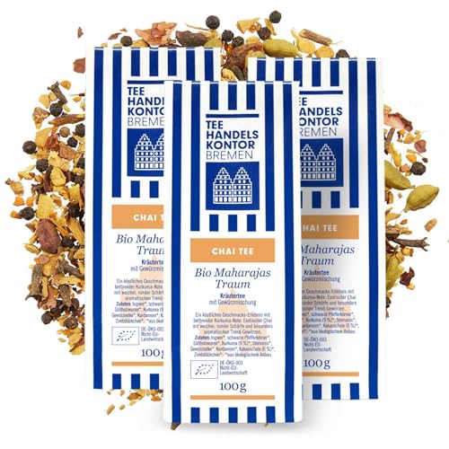 Loser Bio Chai Kräutertee mit weicher, runder Schärfe in Spitzenqualität | Bio Maharajas Traum | Kräutertee mit Gewürzmischung lose | Loser Tee | TEE HANDELSKONTOR BREMEN (3 Packungen, 300, gramm) Loser Bio Chai Kräutertee mit weicher, runder Schärfe in Spitzenqualität | Bio Maharajas Traum | Kräutertee mit Gewürzmischung lose | Loser Tee | TEE HANDELSKONTOR BREMEN (3 Packungen, 300, gramm) von TEE HANDELSKONTOR BREMEN