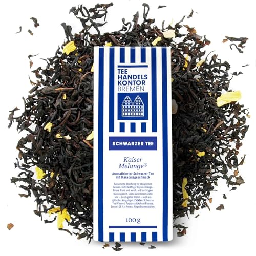 Maracuja Tee lose | Aromatisierter Schwarzer Tee in Spitzenqualität | Hochwertiger Kaiser Melange | Loser Tee | Aus den besten Teegärten | TEE HANDELSKONTOR BREMEN (1 Packung, 100, gramm) Maracuja Tee lose | Aromatisierter Schwarzer Tee in Spitzenqualität | Hochwertiger Kaiser Melange | Loser Tee | Aus den besten Teegärten | TEE HANDELSKONTOR BREMEN (1 Packung, 100, gramm) von TEE HANDELSKONTOR BREMEN