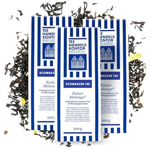 Maracuja Tee lose | Aromatisierter Schwarzer Tee in Spitzenqualität | Hochwertiger Kaiser Melange | Loser Tee | Aus den besten Teegärten | TEE HANDELSKONTOR BREMEN (3 Packungen, 300, gramm) von TEE HANDELSKONTOR BREMEN