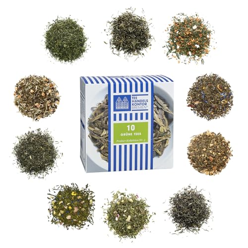 TEE HANDELSKONTOR BREMEN Grüntee Kollektion 39 g | Aromatisierte und Pure Sorten | Probierset | Diverse Sorten inklusive Sencha, Jasmin, Ingwer-Zitrone TEE HANDELSKONTOR BREMEN Grüntee Kollektion 39 g | Aromatisierte und Pure Sorten | Probierset | Diverse Sorten inklusive Sencha, Jasmin, Ingwer-Zitrone von TEE HANDELSKONTOR BREMEN