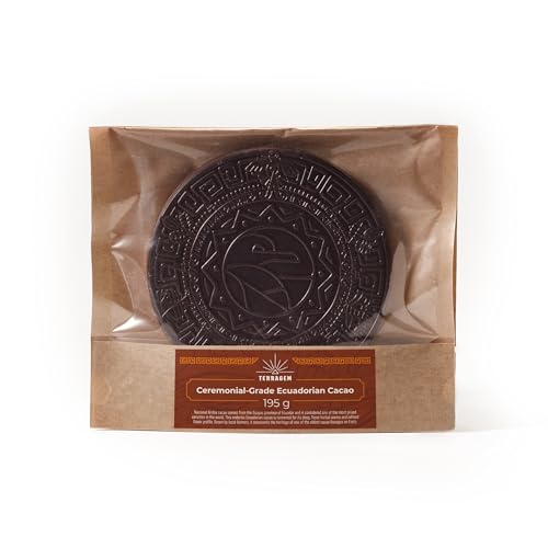 Zeremonieller Kakao aus Ecuador 195 g - Rohkakao Block - Rohkakao Zeremonie - Keto Trinkschokolade - Schokolade ohne Zucker - Spirituell Kakao - Kakaobohnen - Medaillons (3x65 g) von TERRAGEM