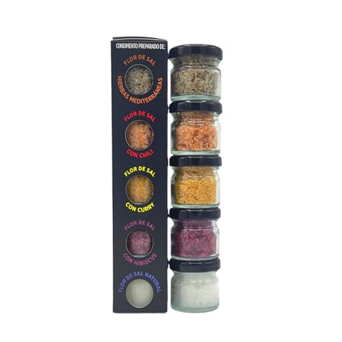 TERRAMAR MALLORCA - Flor de Sal BLACK EDITION, Gourmet Salz 5er Set, Meersalz und Gewürze aus Mallorca die ideale Geschenkidee (100g) von TERRAMAR MALLORCA