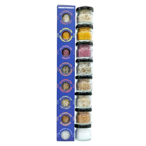 TERRAMAR MALLORCA - Sal Marina Gourmet Meersalz BLAUE EDITION, Salz Geschenke aus Mallorca, das ideale Gewürze Geschenkset Salzset (8x25g) von TERRAMAR MALLORCA