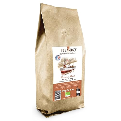 TERRAMOKA - 1 Kg Exzellenter Bio-Bohnenkaffee - 100% Reiner Arabica aus Peru - Fruchtig, nuanciert und rassig - 100% recyclebarer Beutel - Monsieur Albert - In Frankreich geröstet TERRAMOKA - 1 Kg Exzellenter Bio-Bohnenkaffee - 100% Reiner Arabica aus Peru - Fruchtig, nuanciert und rassig - 100% recyclebarer Beutel - Monsieur Albert - In Frankreich geröstet von TERRAMOKA