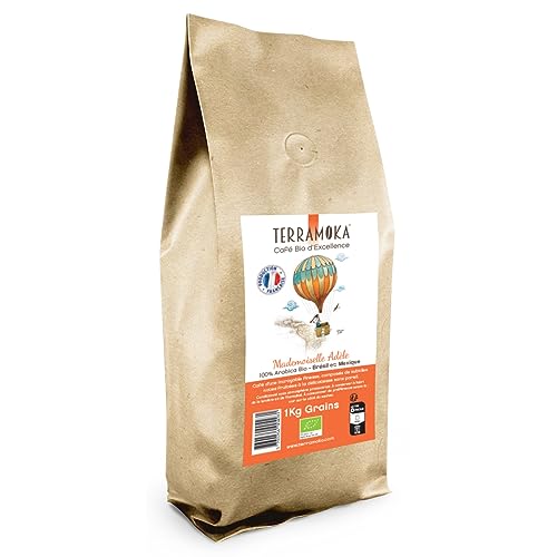 TERRAMOKA - 1 Kg Exzellenter Bio-Bohnenkaffee - 100% reine Arabica-Bohnen aus Mexiko und Brasilien - Zart, fein und fruchtig - 100% recycelbarer Beutel - Mademoiselle Adèle - In Frankreich geröstet TERRAMOKA - 1 Kg Exzellenter Bio-Bohnenkaffee - 100% reine Arabica-Bohnen aus Mexiko und Brasilien - Zart, fein und fruchtig - 100% recycelbarer Beutel - Mademoiselle Adèle - In Frankreich geröstet von TERRAMOKA