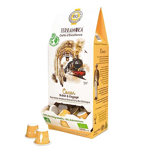 TERRAMOKA - Exzellenter Bio-Kaffee - 100% reiner Arabica aus Äthiopien - Subtil, fruchtig und engagiert - 60 Nespresso Kapseln Kompatibel Zero Waste - Sir Oscar- Frankreich von TERRAMOKA