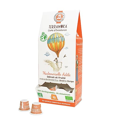 TERRAMOKA - Exzellenter Bio-Kaffee - 100% reiner Arabica aus Brasilien und Mexiko - Zart, fein und fruchtig - 60 Nespresso Kapseln Kompatibel Zero Waste - Mademoiselle Adèle - Frankreich TERRAMOKA - Exzellenter Bio-Kaffee - 100% reiner Arabica aus Brasilien und Mexiko - Zart, fein und fruchtig - 60 Nespresso Kapseln Kompatibel Zero Waste - Mademoiselle Adèle - Frankreich von TERRAMOKA